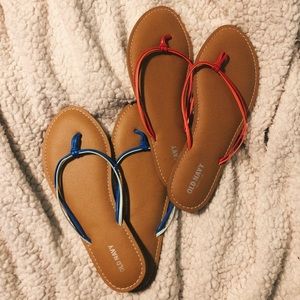 BLUE & RED FLIP FLOPS